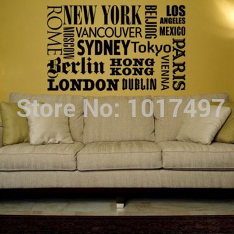 New York London stiker dinding - Home Office Quotes ulasan dan harga
